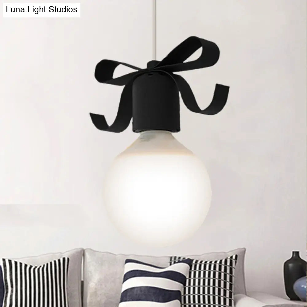 Kids Metal Pendant Light: 1-Head Open Bulb Design For Kitchen & Corridor