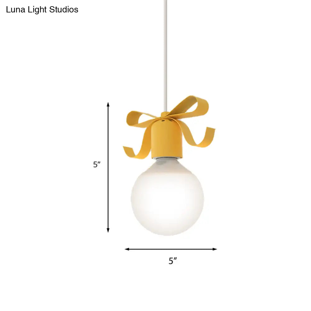 Kids Metal Pendant Light: 1-Head Open Bulb Design For Kitchen & Corridor