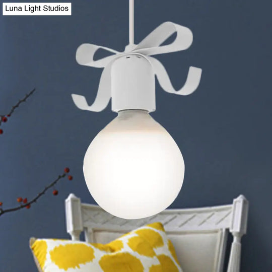 Kids Metal Pendant Light: 1-Head Open Bulb Design For Kitchen & Corridor