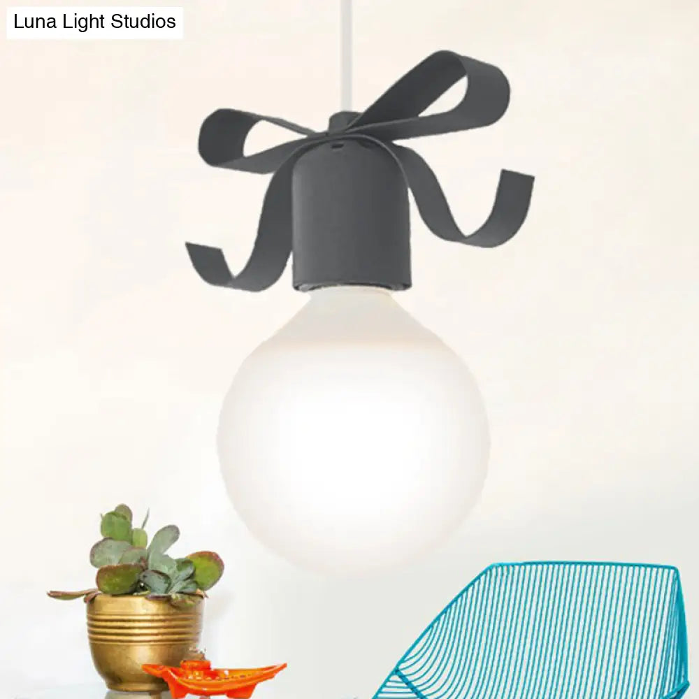 Kids Metal Pendant Light: 1-Head Open Bulb Design For Kitchen & Corridor