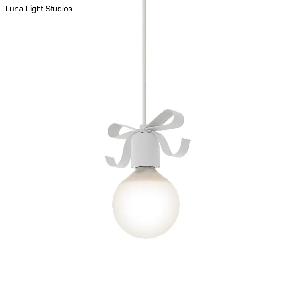 Kids Metal Pendant Light: 1-Head Open Bulb Design For Kitchen & Corridor