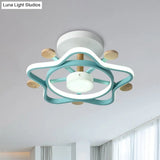 Kid’s Pink/Blue Wood Pentagram Led Semi Flush Light - Ceiling Lighting For Baby Room In Warm/White