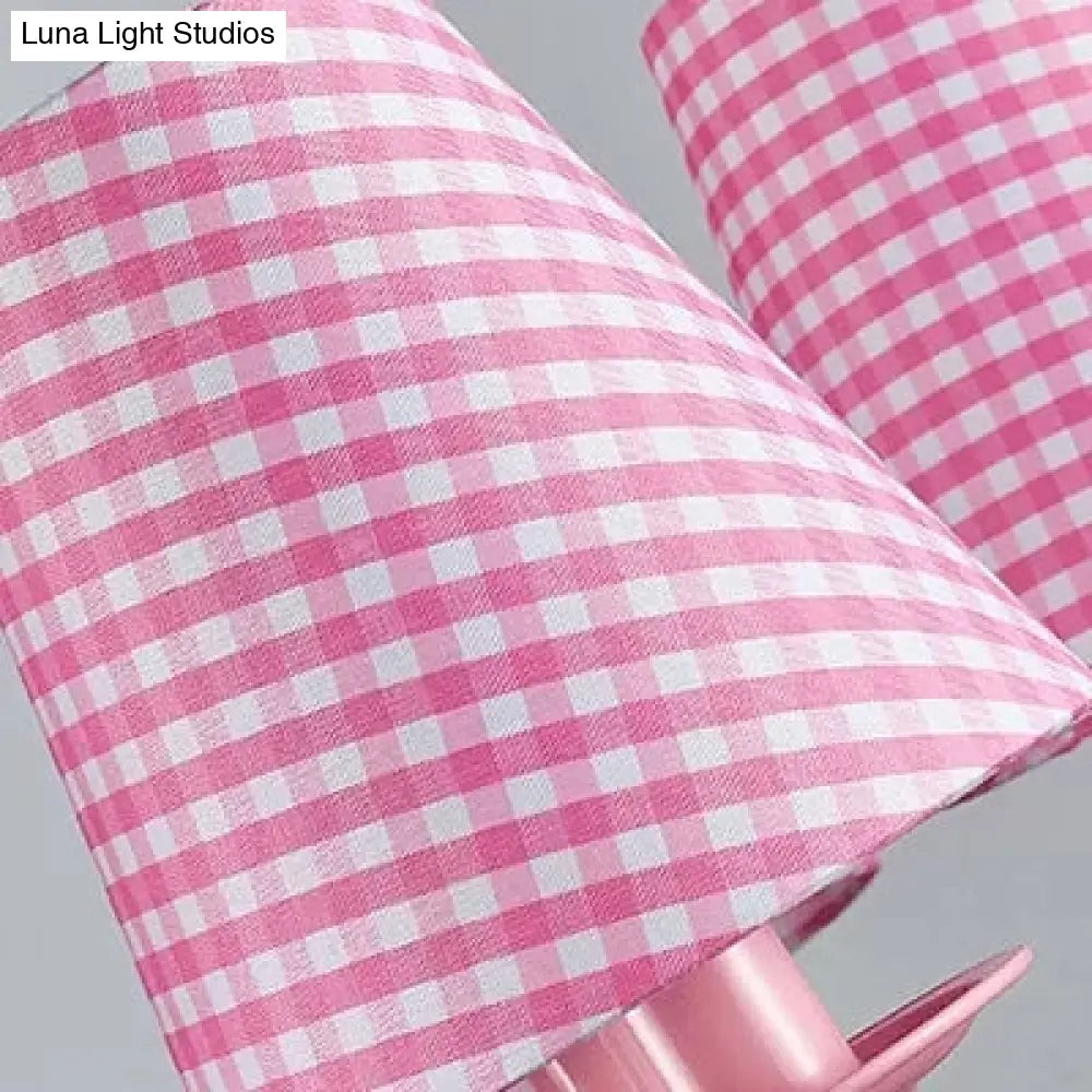 Kids Pink Chandelier: Girl Bedroom Metal Shade Tapered 3 Lights Hanging Light