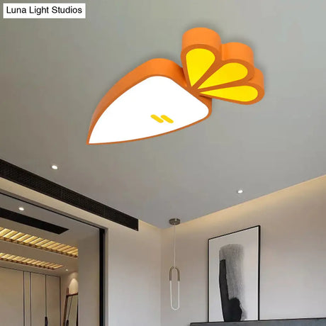 Kid’s Room Cartoon Vegetable Ceiling Mount Led Flush Light In White