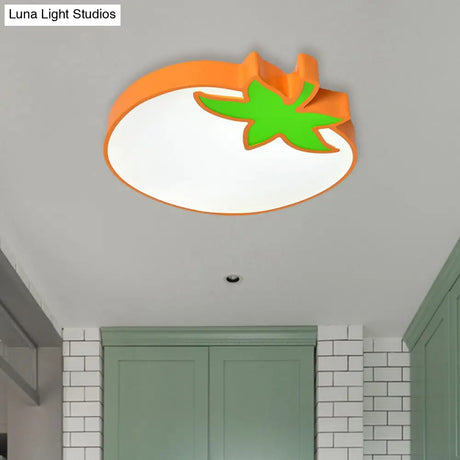 Kid’s Room Cartoon Vegetable Ceiling Mount Led Flush Light In White