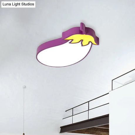 Kid’s Room Cartoon Vegetable Ceiling Mount Led Flush Light In White