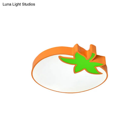 Kid’s Room Cartoon Vegetable Ceiling Mount Led Flush Light In White
