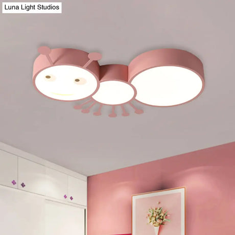 Kid’s Room Macaroon Themed Led Ceiling Light Fixture In White/Pink/Blue