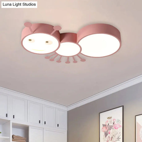 Kid’s Room Macaroon Themed Led Ceiling Light Fixture In White/Pink/Blue