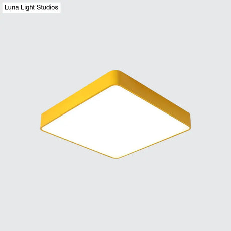 Kids Square Led Flush Light Fixture In Acrylic White/Red/Yellow - Warm/White