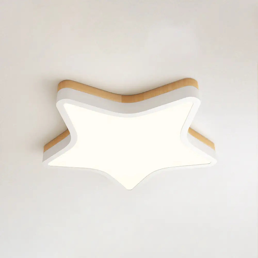 Kids Star Led Ceiling Lamp In Yellow - White - Acrylic Flush Mount Fixture For Bedrooms Yellow /