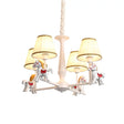 Kids White Horse Chandelier Lamp - Resin Ceiling Pendant Light With Fabric Shade 4 /