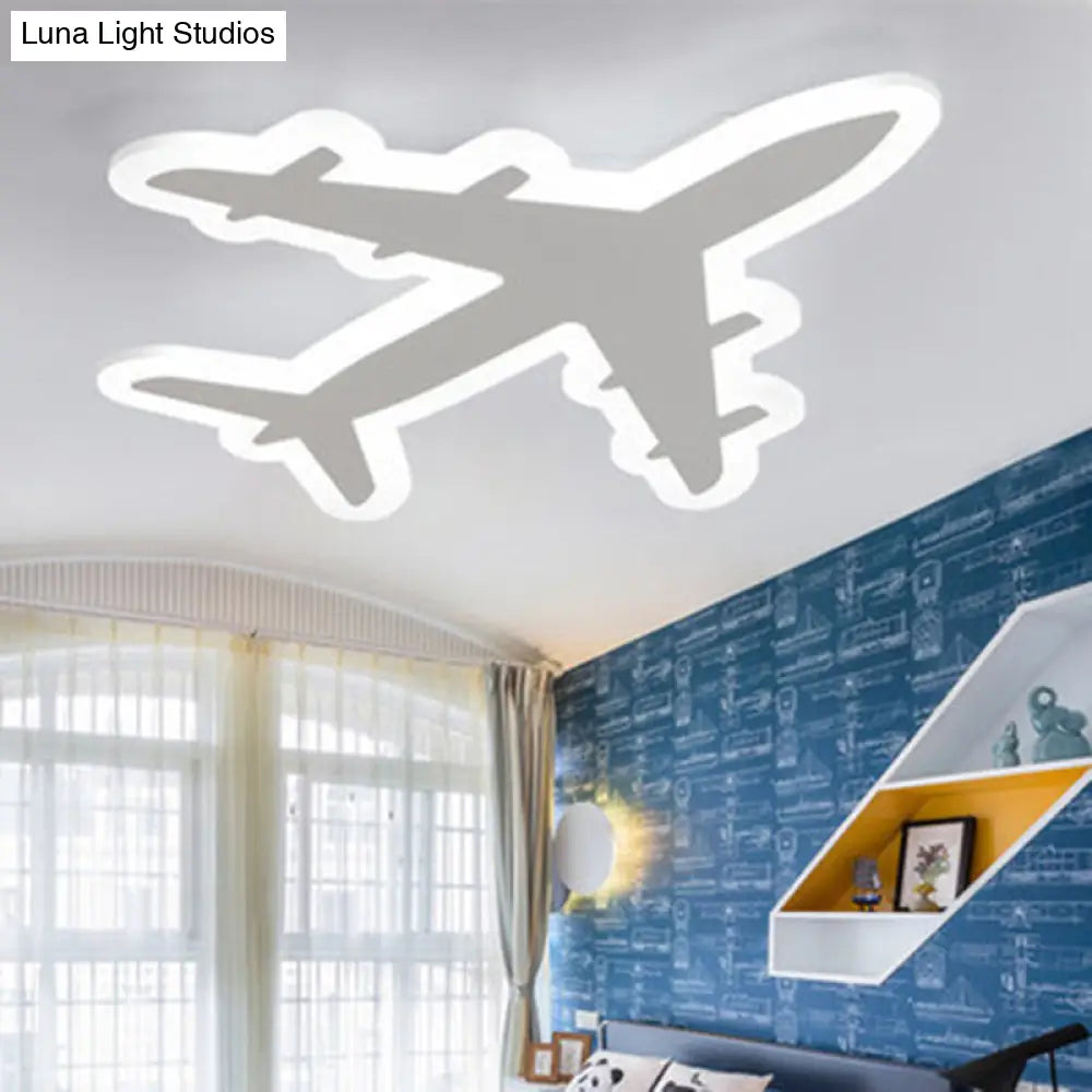 Kids White Led Acrylic Flushmount Ceiling Light For Bedroom - Surface Mount Lighting Fixture / 19.5