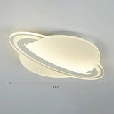 Kid’s White Led Ceiling Mount Light With Unique Planet Shape For Bedrooms / 23.5’ Warm