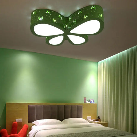 Kindergarten Butterfly Ceiling Light - Cartoon Led Flush Mount Fixture Green / 23.5’