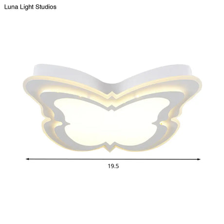 Kindergarten Ceiling Light Fixture: Cartoon Flush Mount With Butterfly Acrylic Design