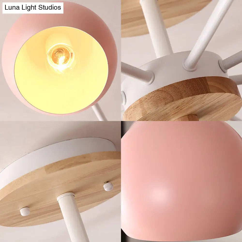 Kindergarten Metal Hanging Chandelier - Pastel Circle Design 8 Bulbs Included