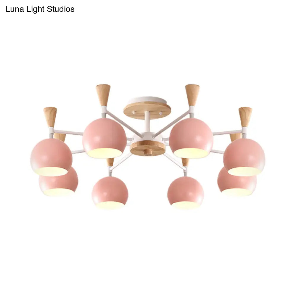 Kindergarten Metal Hanging Chandelier - Pastel Circle Design 8 Bulbs Included