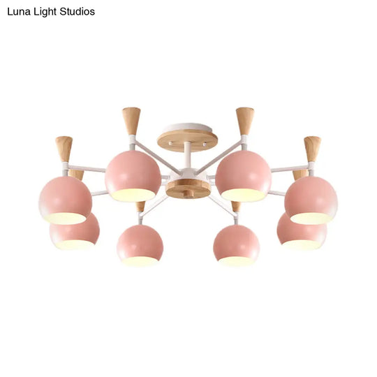 Kindergarten Metal Hanging Chandelier - Pastel Circle Design 8 Bulbs Included