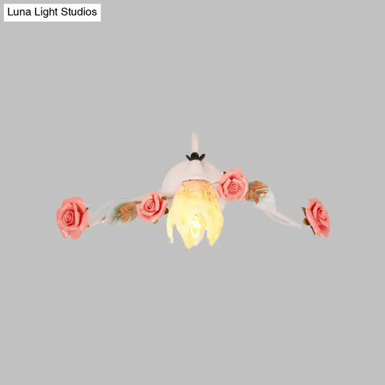 Korean Garden Floral Metal Wall Sconce Lamp - Elegant White Bathroom Light Fixture With 1 Bulb