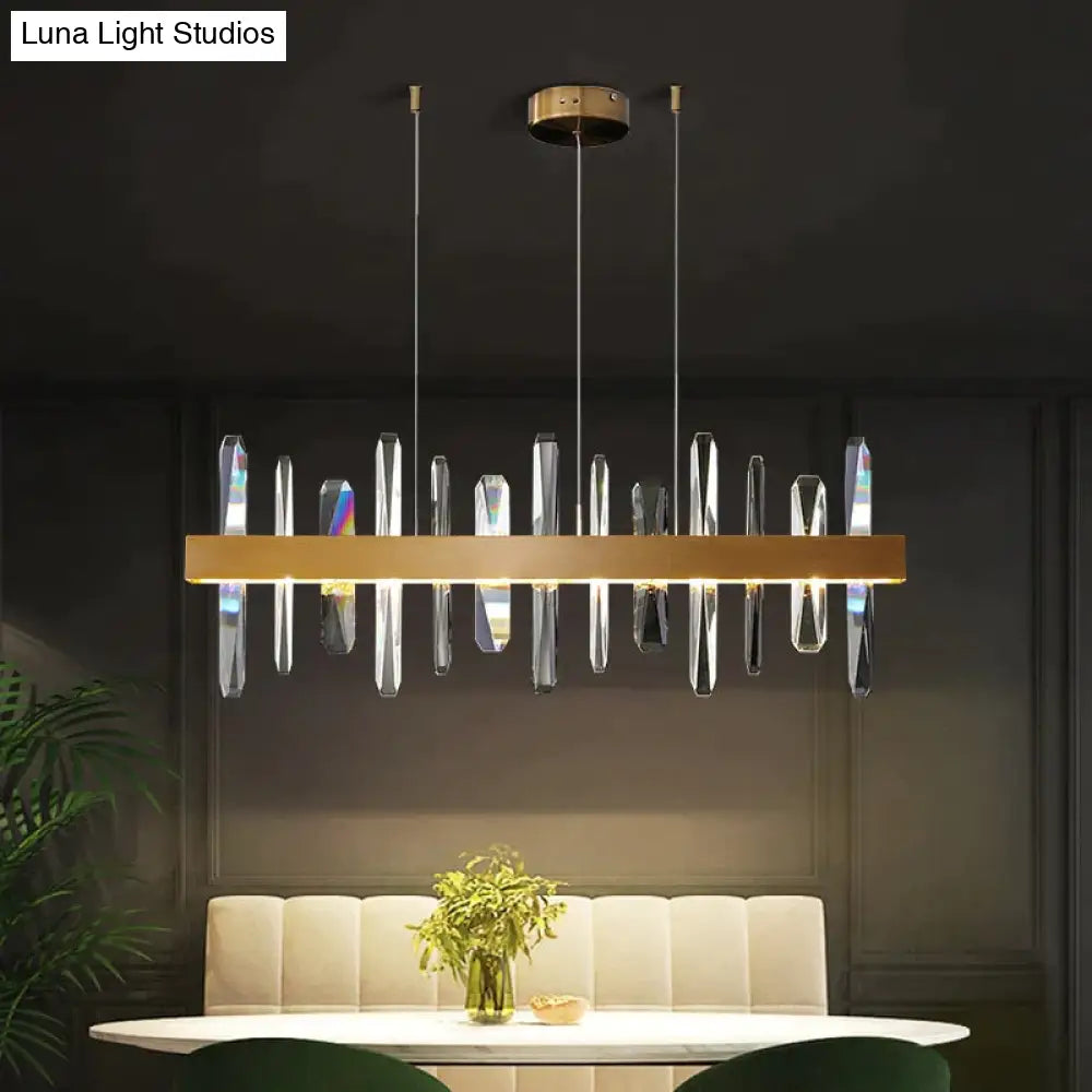 Kyala - Modern Rectangle Gold Crystal Chandelier Lamp
