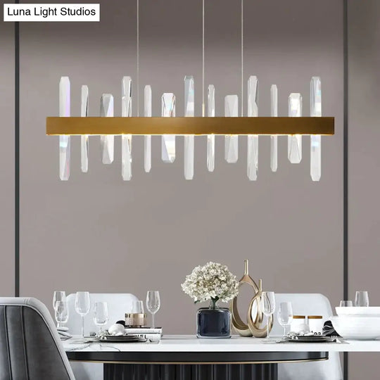 Kyala - Modern Rectangle Gold Crystal Chandelier Lamp