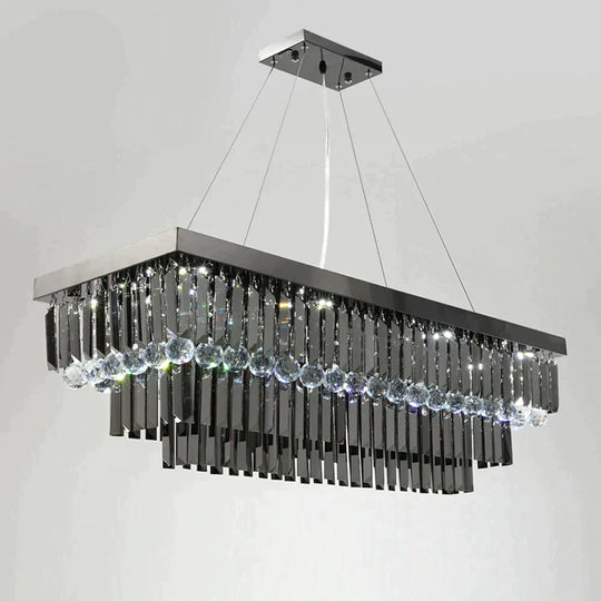 Ascella - Modern Black Rectangle Crystal Chandelier Chandeliers