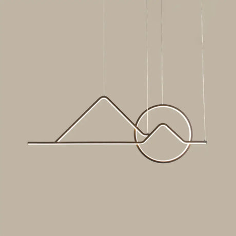 Minimalist Metal Pendant Light In Landscape Line Art Design - Black/Gold Led Hanging Lamp