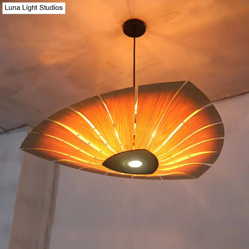 Southeast Asian Wood Triangular Suspension Light - Restaurant Chandelier Fixture 4 / Red Brown 31.5