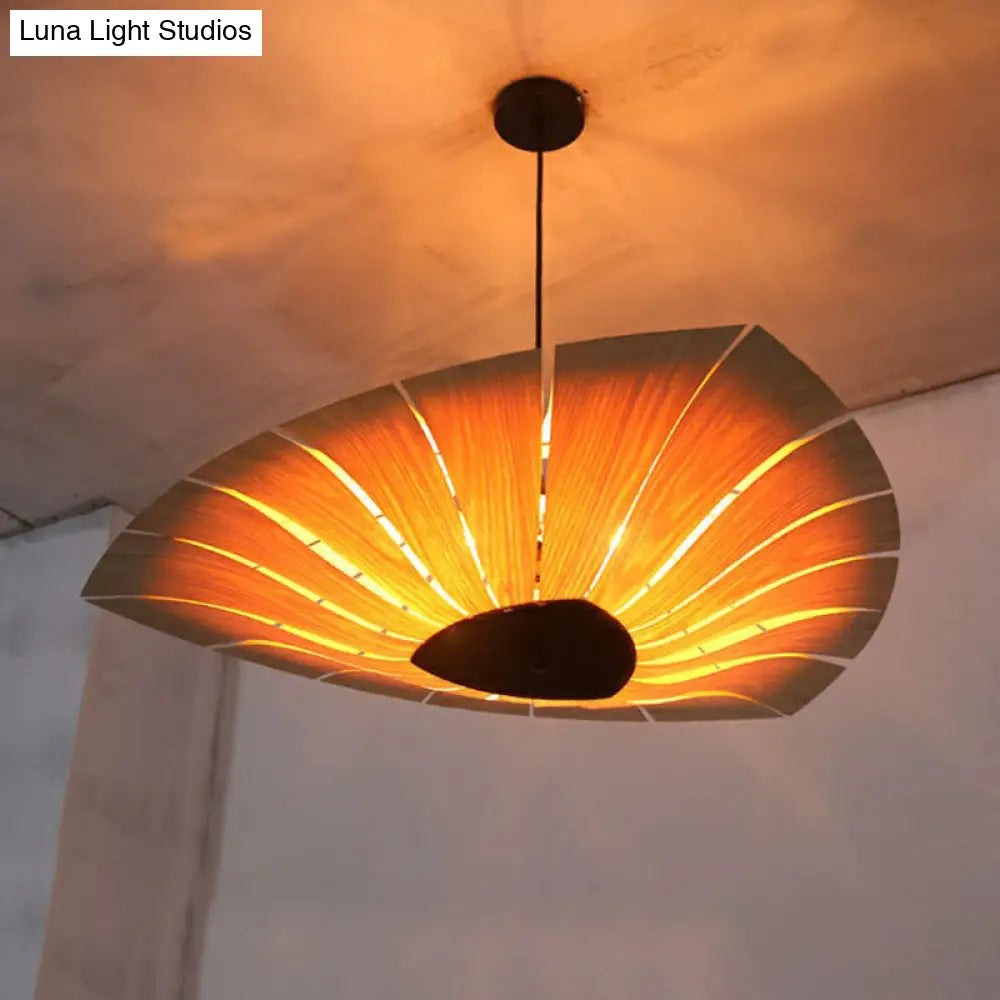 Southeast Asian Wood Triangular Suspension Light - Restaurant Chandelier Fixture