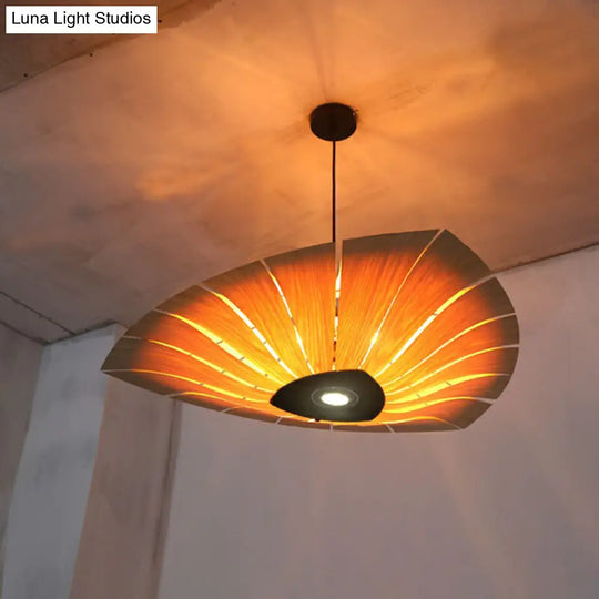 Southeast Asian Wood Triangular Suspension Light - Restaurant Chandelier Fixture 4 / Yellow-Brown