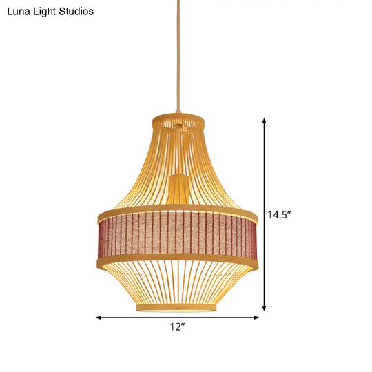 Laser Cut Bamboo Pendant Ceiling Lamp In Light Purple