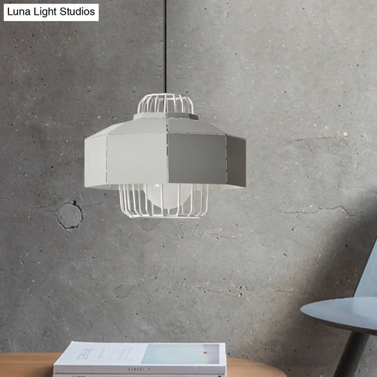 Laser Cut Hanging Lantern Macaron Pendant Light - Grey/Blue/Pink With Wire Cage Insert Grey