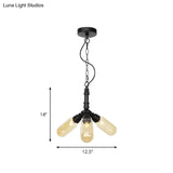Laura - Antiqued 2/3/5 Heads Metal Hanging Light Black Finish Sputnik Pipe Bar Chandelier With