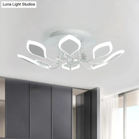 Leaf Acrylic Shade Sputnik Flush Mount Ceiling Light - Modern 8/10/12 Lights White/Black Bedroom