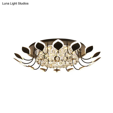 Leaf Acrylic Shade Sputnik Flush Mount Ceiling Light - Modern 8/10/12 Lights White/Black Bedroom