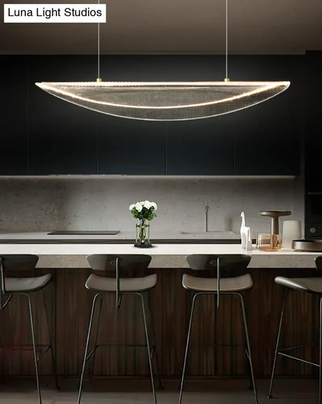 Leaf Shaped Acrylic Led Suspension Light - Natural Elegance For Dining Room