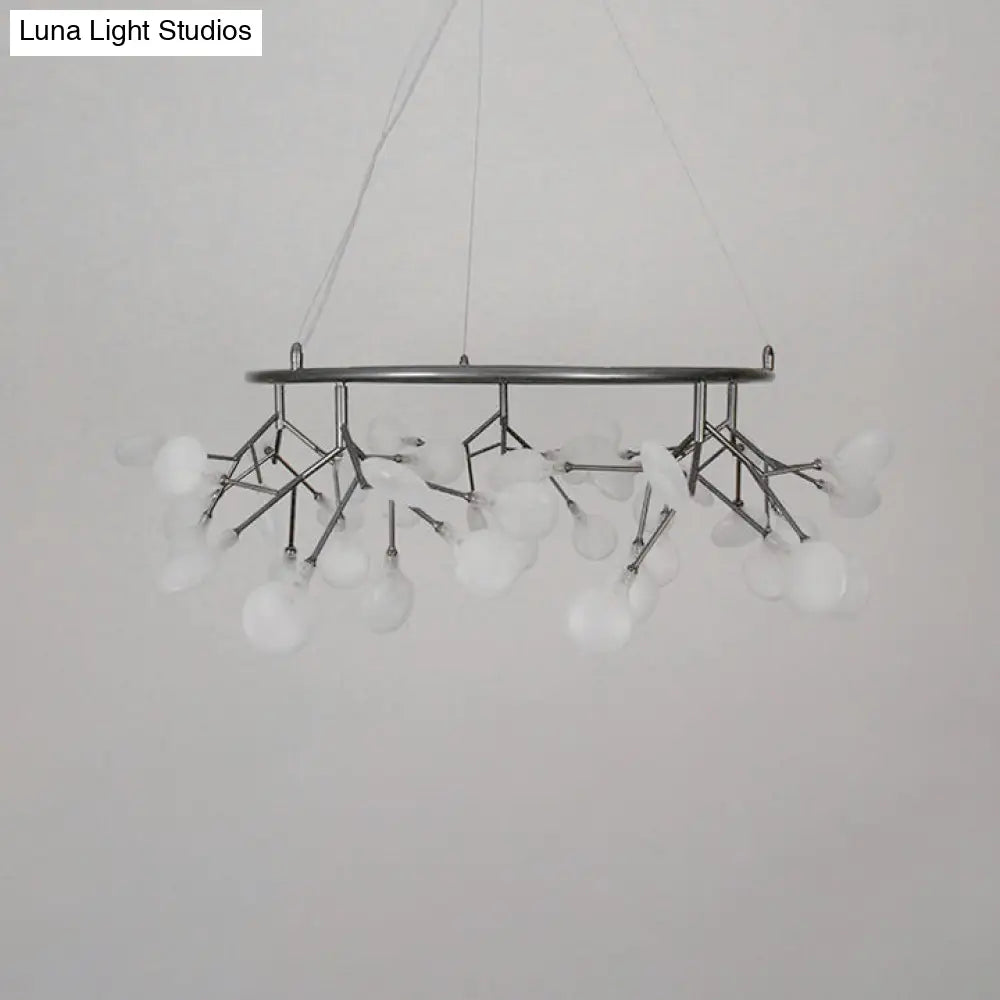 Leaf-Shaped Pendant Lamp: Modern Acrylic Living Room Chandelier In Black/Gold 31.5/35.5 W