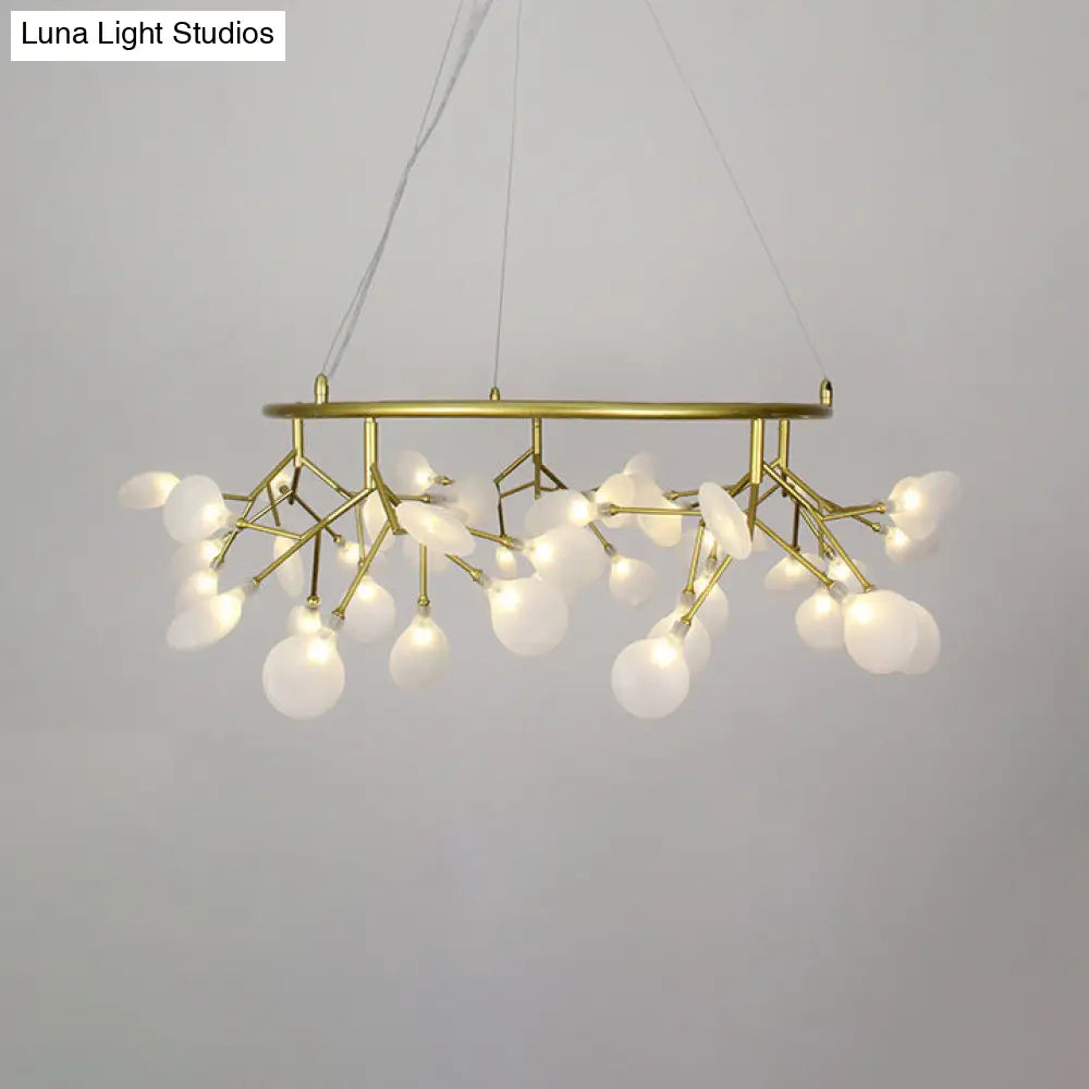 Leaf-Shaped Pendant Lamp: Modern Acrylic Living Room Chandelier In Black/Gold 31.5/35.5 W