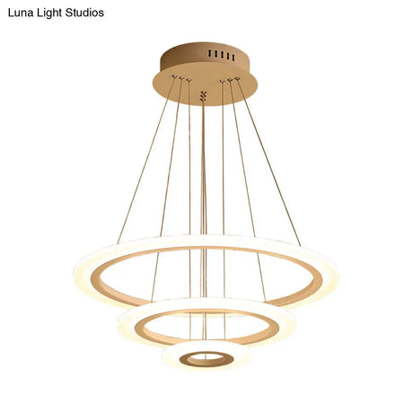 Led 2/3-Tiered Acrylic Chandelier - Modern Coffee Hoop Pendant Light Kit Small/Large Size