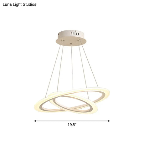 Led 2/3-Tiered Acrylic Chandelier - Modern Coffee Hoop Pendant Light Kit Small/Large Size
