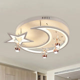 Led Acrylic Flush Ceiling Light - Modern Style White Star Moon Bedroom Lamp In 3 Color Options /