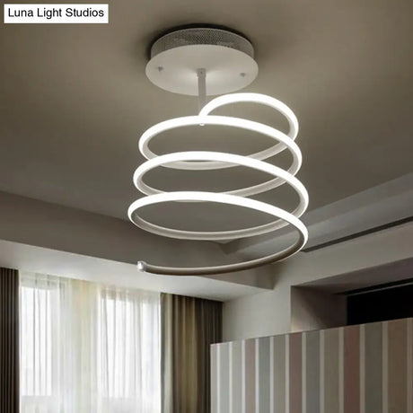 Led Acrylic Spiral Semi Flush Ceiling Light In Warm/White
