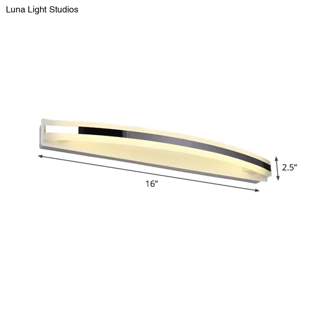 Led Acrylic Vanity Light In Chrome: Streamlined Wall Lighting Solution For Warm/White Bathroom