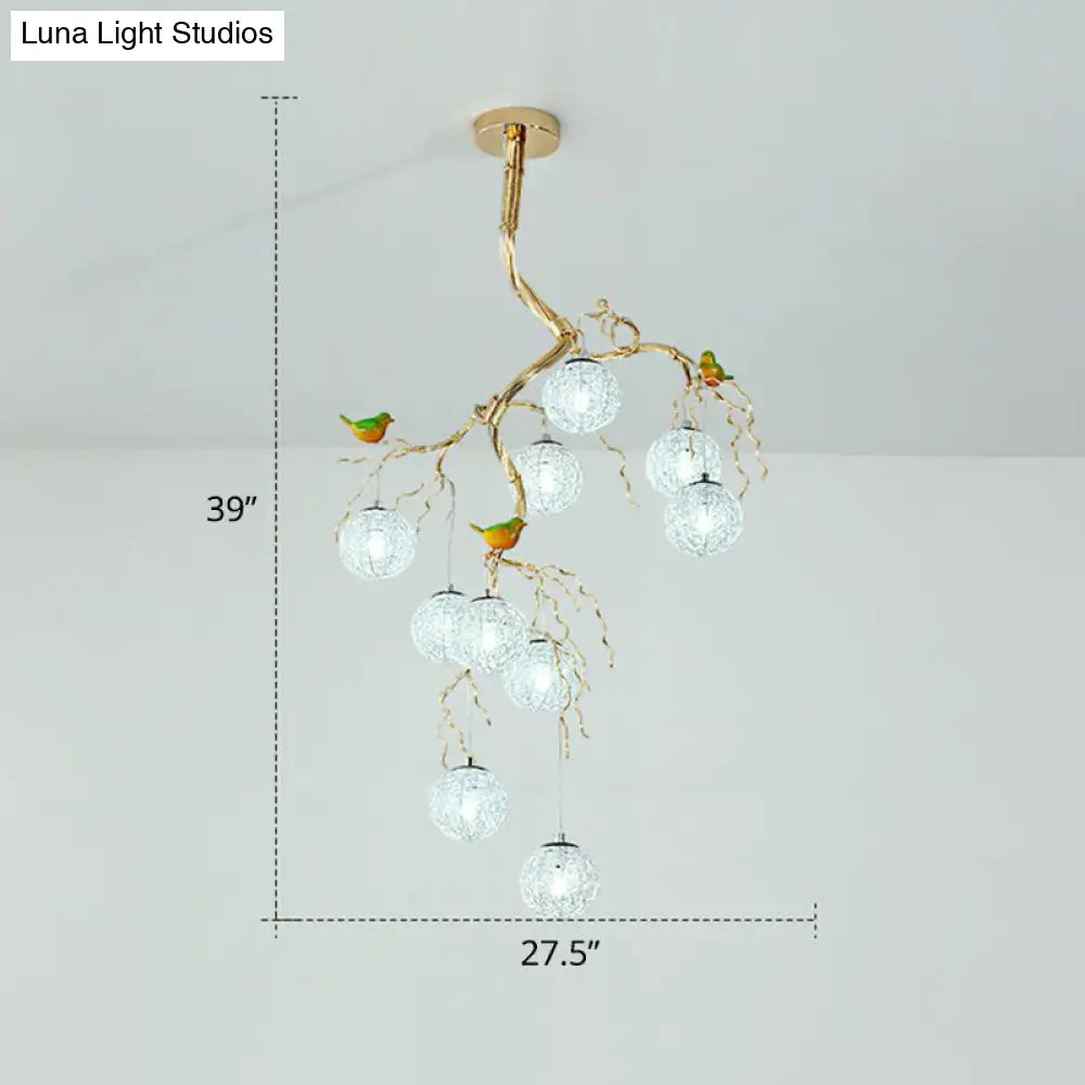 Led Chandelier - Stylish Aluminum Wire Gold Hanging Lamp With Bird Decor 10 / White