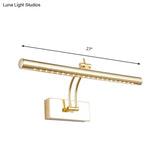 Led Bathroom Wall Lamp With Tubular Metal Shade - Chrome/Gold Finish 16/21.5 Wide