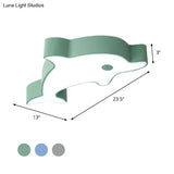 Led Bedroom Ceiling Flush Mount Dolphin Acrylic Shade Light In Cartoon Grey/Blue/Green Finish