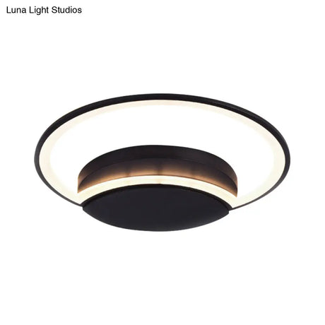 Led Bedroom Ceiling Light - 16’/19.5’/23.5’ Wide Circle Acrylic Shade In White/Black Warm/White