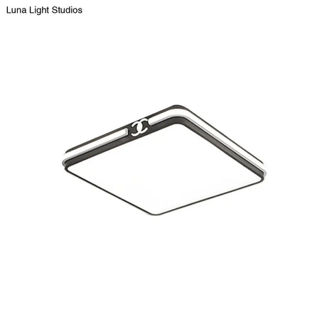 Led Bedroom Ceiling Light - Simple Black/Gold Flush Mount Square Acrylic Shade Warm/White