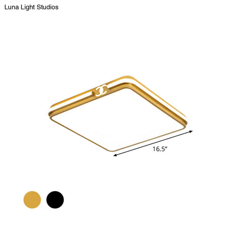 Led Bedroom Ceiling Light - Simple Black/Gold Flush Mount Square Acrylic Shade Warm/White